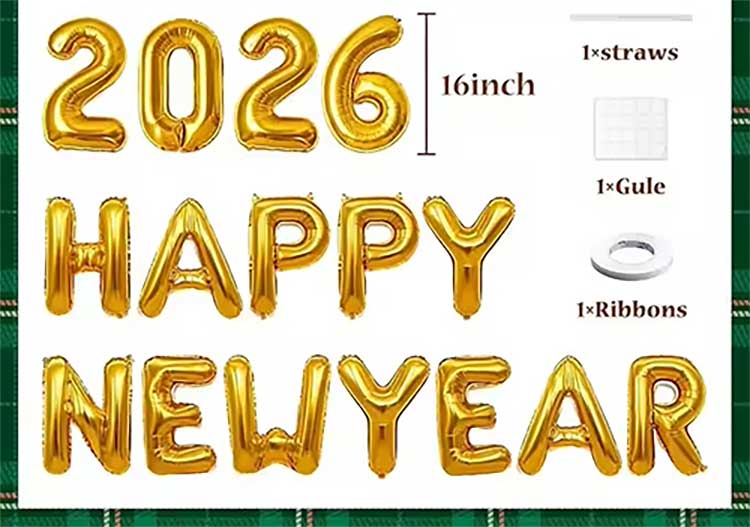 New Year Foil Balloon Set - Image 4